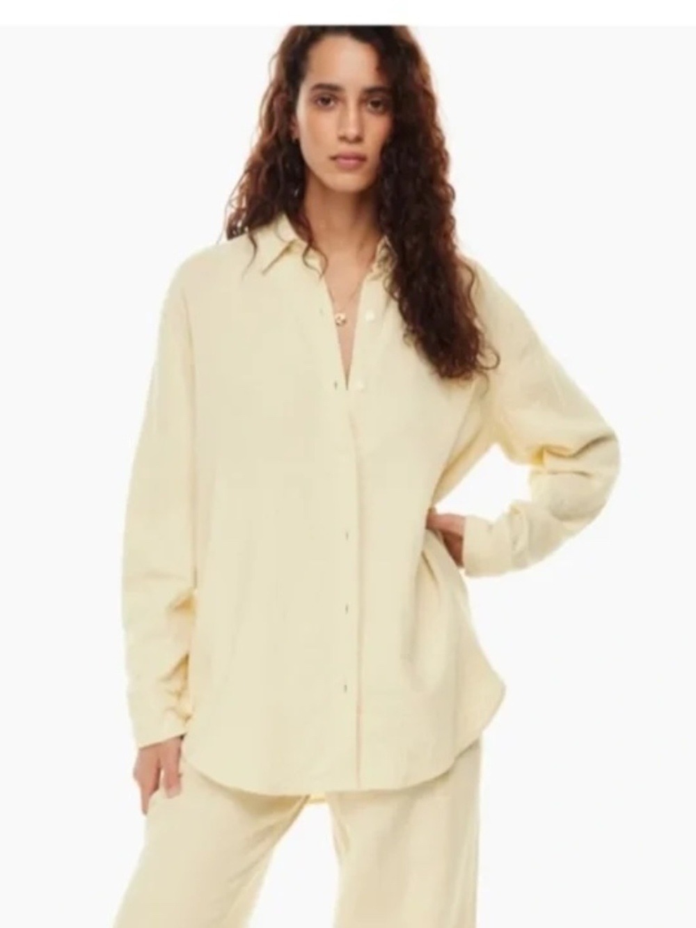 ARITZIA WILFRED FREE NEW SAIL 100% COTTON BUTTON DOWN SHIRT IN PEAR SORBET S